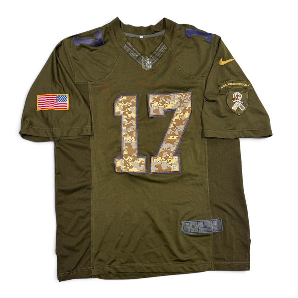 Nike Denver Broncos Brock Osweiler 17 Salute to Service Jersey Mens Large Olive